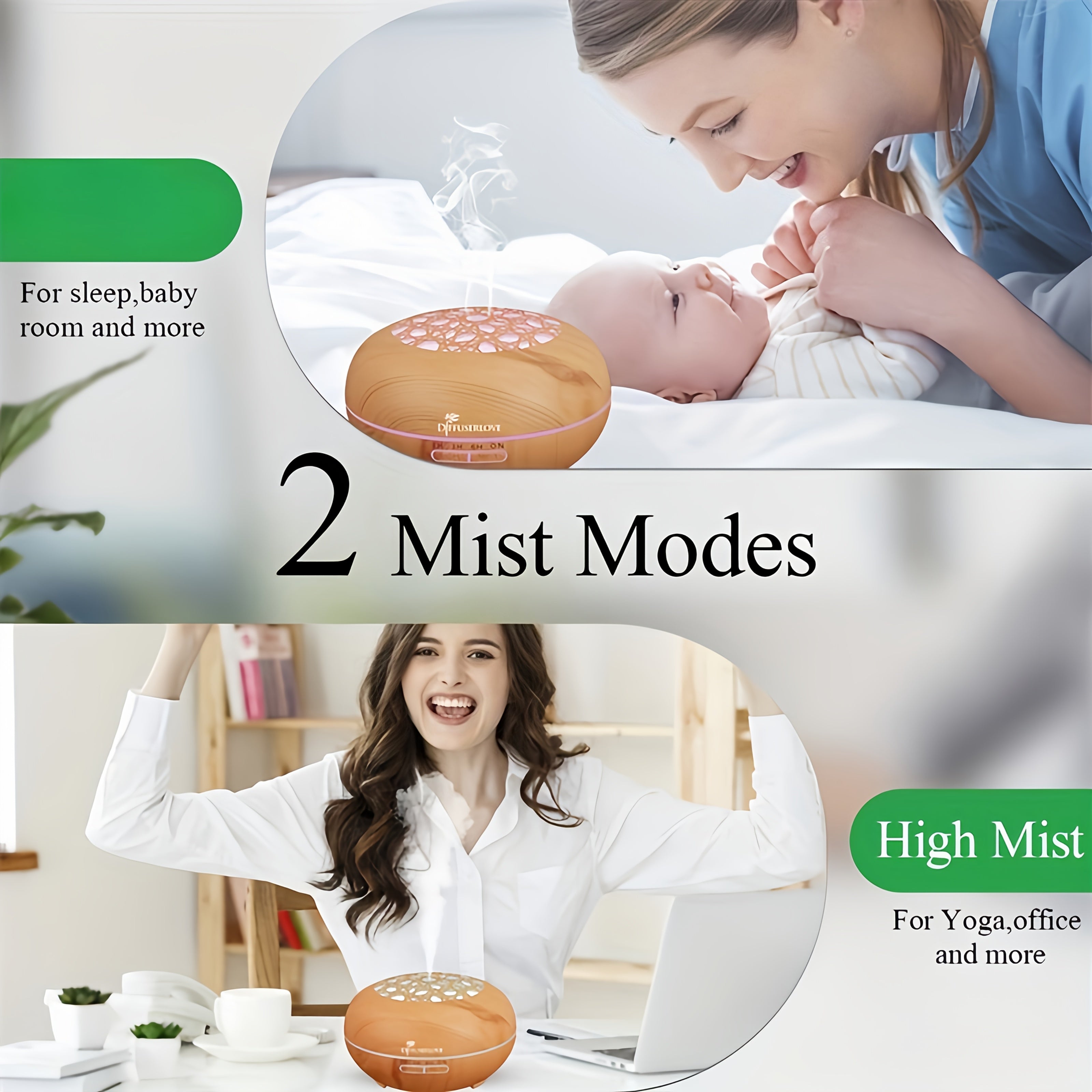 550ML Woodgrain Essential Oil Diffuser With 8 Essential Oils, Remote Control, 4 Timers, 7 Colour LED Lights, Auto-Off Function, Cool Mist Humidifier For Home, Bedroom And Office